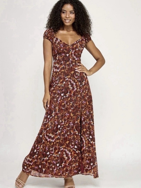 Katia Rae Dresses & Skirts - Katia Rae Glitter-Print Tie-Back Maxi Dress XS NWT